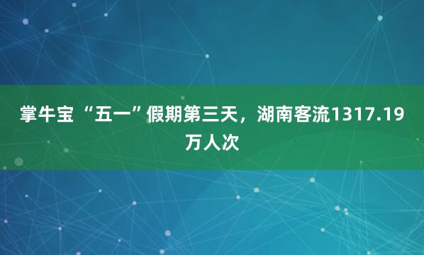 掌牛宝 “五一”假期第三天，湖南客流1317.19万人次